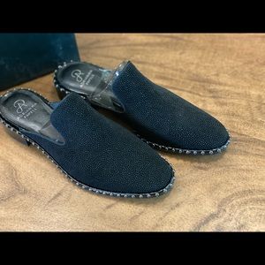 Adrianna Papell Pam Mule in Black Searay Leather